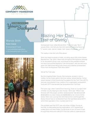 Blazing Her Own Trail of Giving